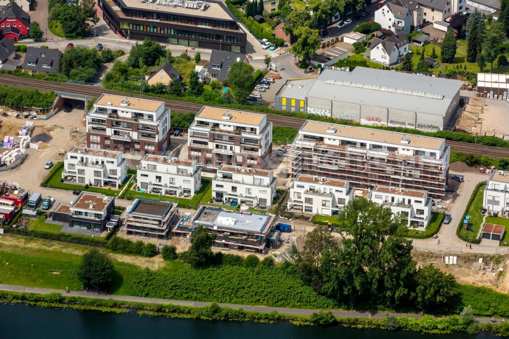 Essen from above - Construction site to build a new multi-family residential complex Promenadenweg on river banks of Ruhr in the district Kettwig in Essen in the state North Rhine-Westphalia