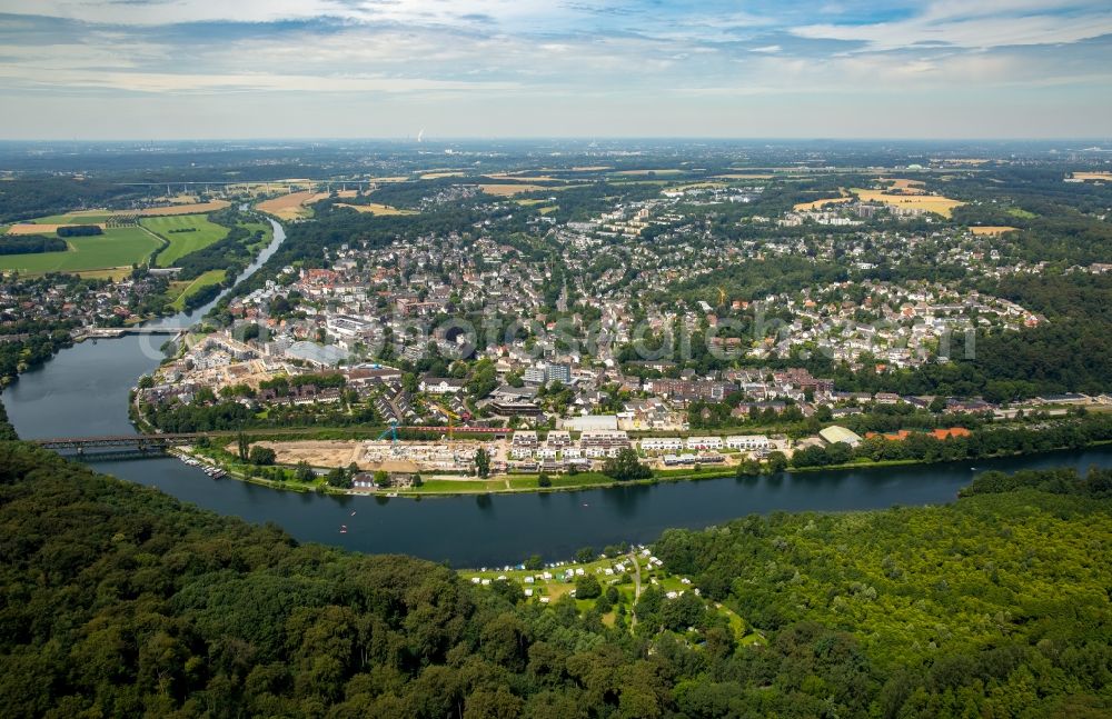 Aerial photograph Essen - Construction site to build a new multi-family residential complex Promenadenweg on river banks of Ruhr in the district Kettwig in Essen in the state North Rhine-Westphalia