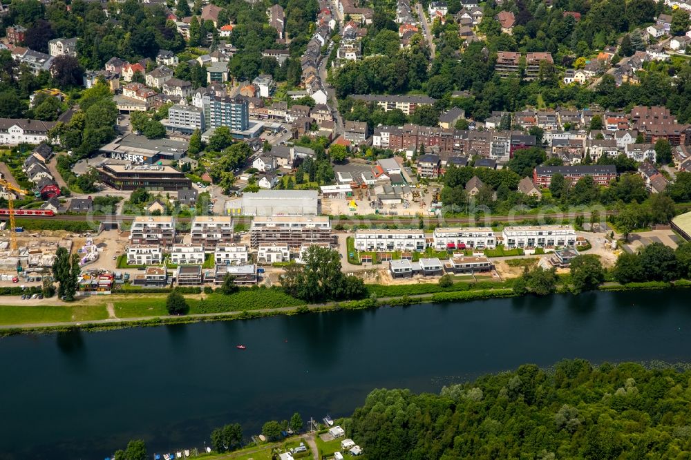 Essen from above - Construction site to build a new multi-family residential complex Promenadenweg on river banks of Ruhr in the district Kettwig in Essen in the state North Rhine-Westphalia