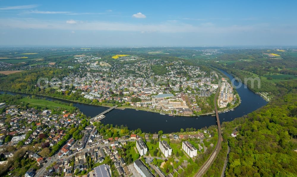 Aerial photograph Essen - Construction site to build a new multi-family residential complex Promenadenweg on river banks of Ruhr in the district Kettwig in Essen in the state North Rhine-Westphalia