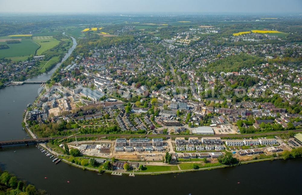 Aerial photograph Essen - Construction site to build a new multi-family residential complex Promenadenweg on river banks of Ruhr in the district Kettwig in Essen in the state North Rhine-Westphalia