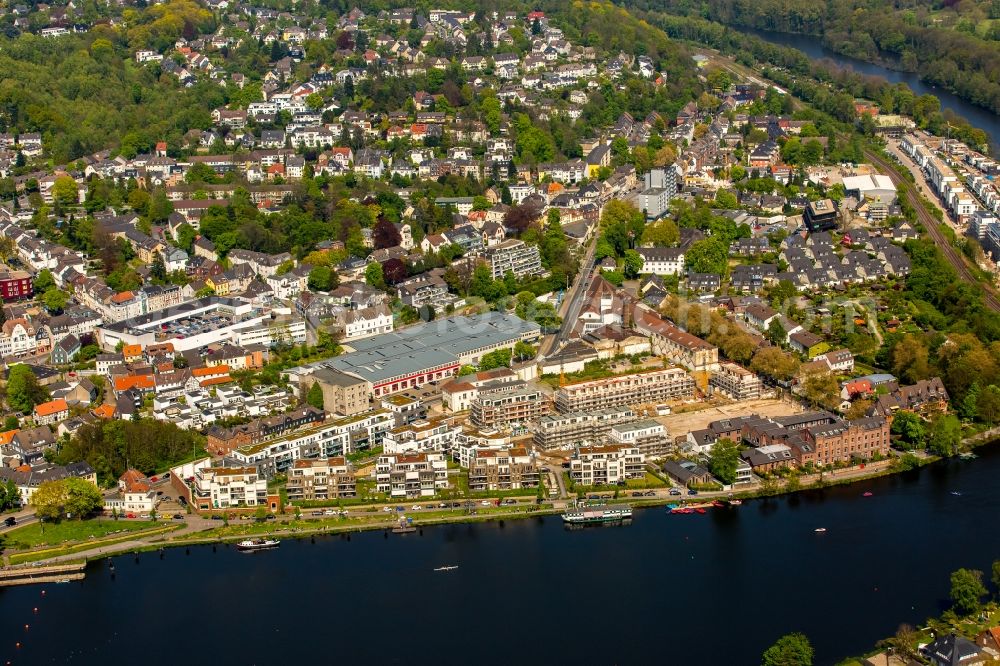 Aerial photograph Essen - Construction site to build a new multi-family residential complex Promenadenweg on river banks of Ruhr in the district Kettwig in Essen in the state North Rhine-Westphalia