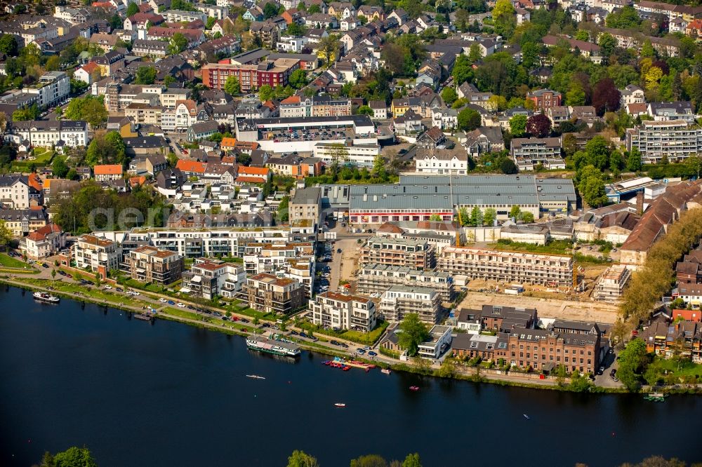 Essen from above - Construction site to build a new multi-family residential complex Promenadenweg on river banks of Ruhr in the district Kettwig in Essen in the state North Rhine-Westphalia