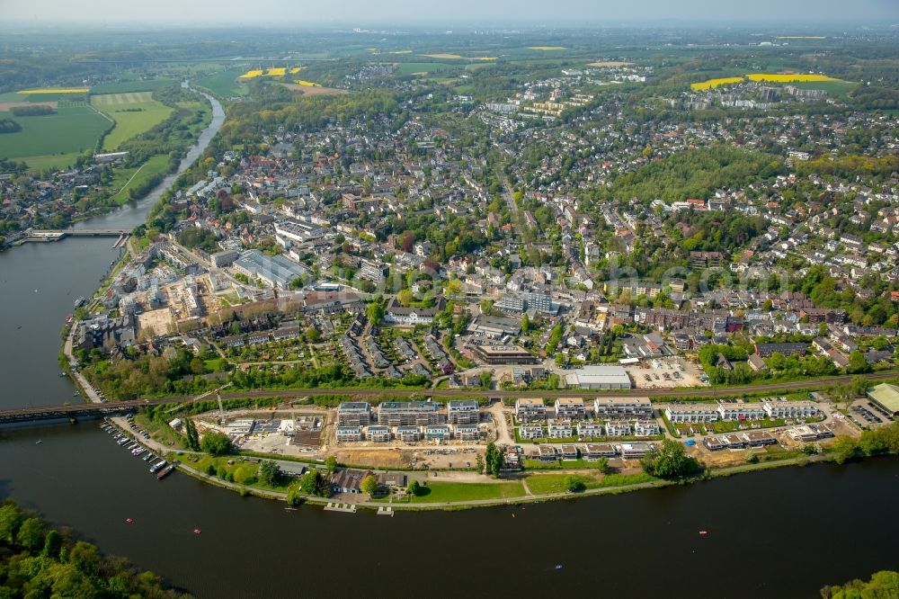 Aerial image Essen - Construction site to build a new multi-family residential complex Promenadenweg on river banks of Ruhr in the district Kettwig in Essen in the state North Rhine-Westphalia