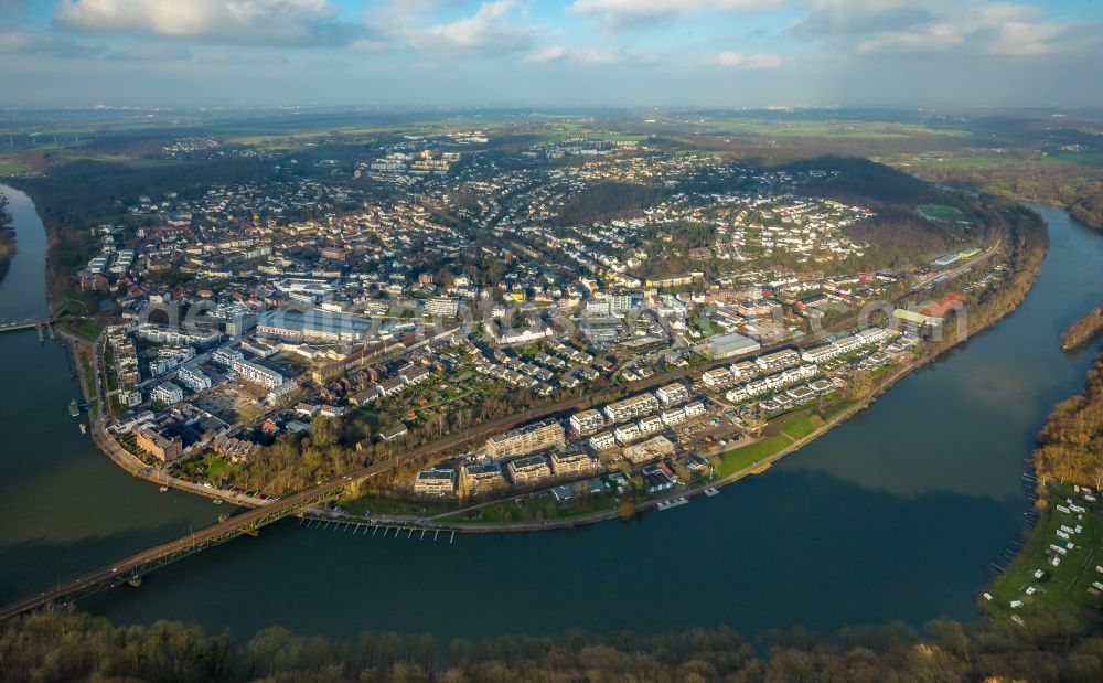 Aerial image Essen - Construction site to build a new multi-family residential complex Promenadenweg on river banks of Ruhr in the district Kettwig in Essen in the state North Rhine-Westphalia