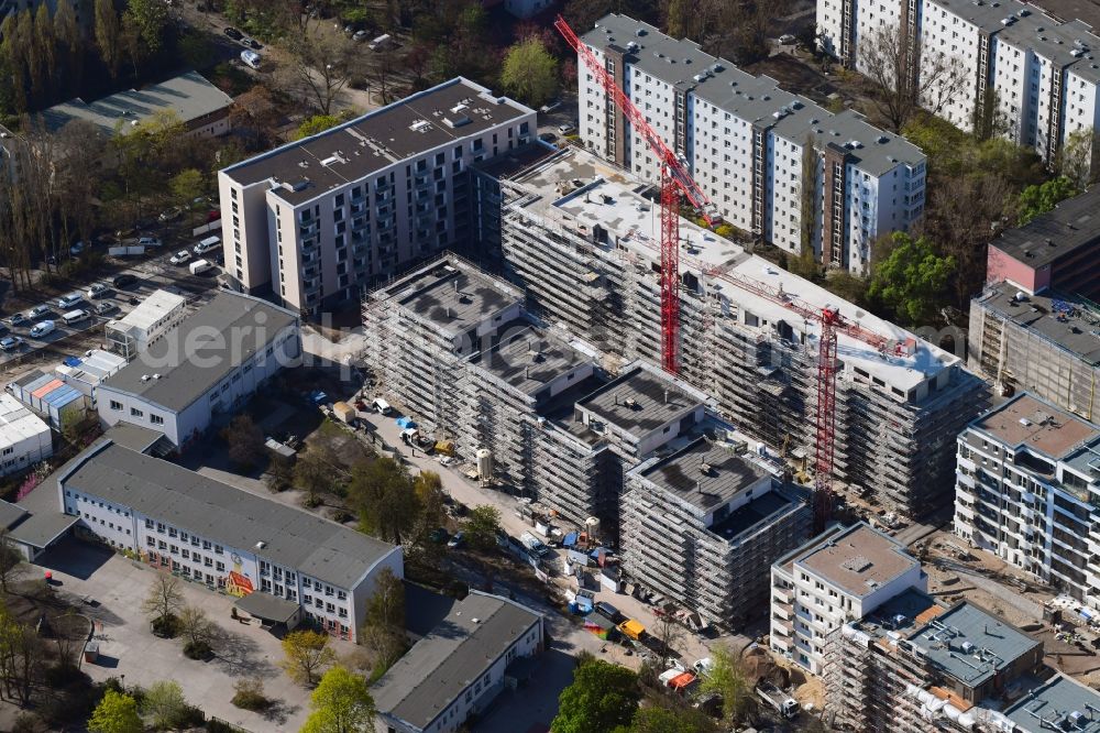 Berlin from above - Construction site to build a new multi-family residential complex Quartier Luisenpark on Stallschreiberstrasse - Alexandrinenstrasse in the district Mitte in Berlin, Germany