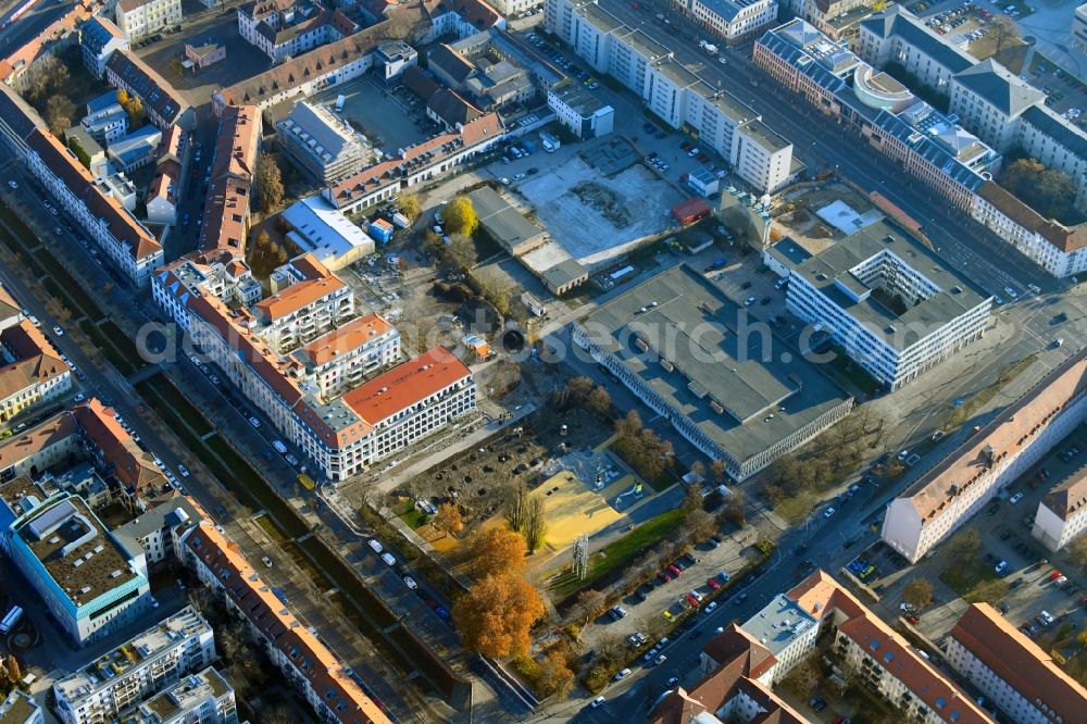 Aerial image Potsdam - Construction site to build a new multi-family residential complex Quartier Neuer Markt - Plantage in the district Noerdliche Innenstadt in Potsdam in the state Brandenburg, Germany