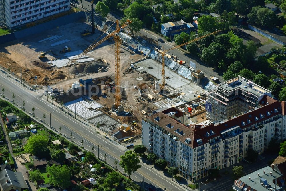 Dresden from above - Construction site to build a new multi-family residential complex QUARTIER STRIESEN PLUS along the Glashuetter Strasse and Schandauer Strasse in the district Striesen in Dresden in the state Saxony, Germany