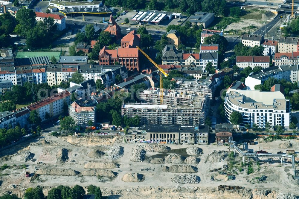 Aerial photograph Berlin - Construction site to build a new multi-family residential complex Fliessstrasse - Hasselwerder Strasse on river Spree in the district Schoeneweide in Berlin, Germany