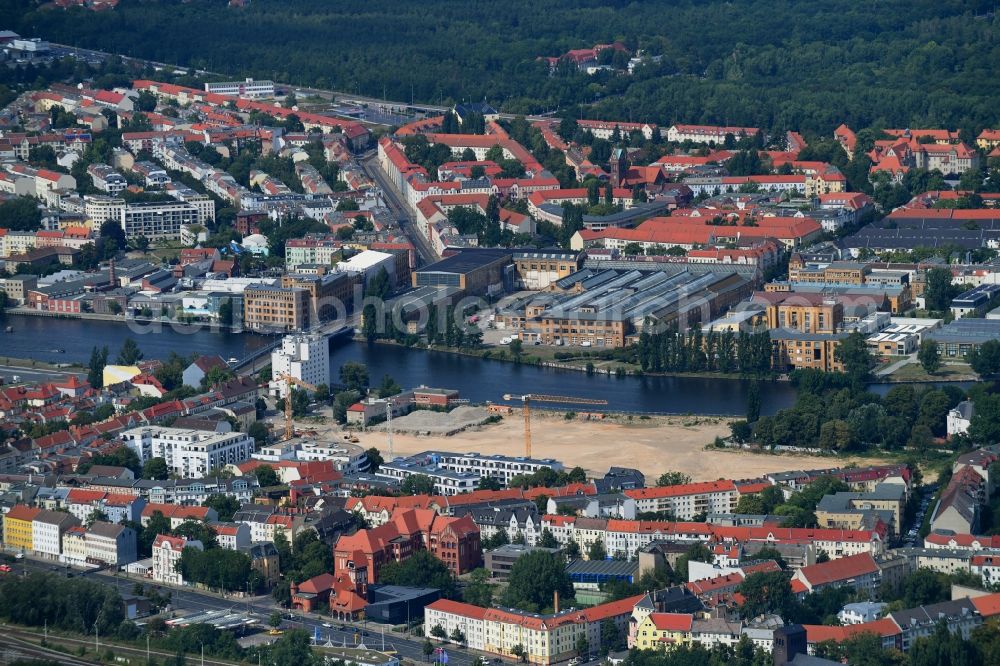 Aerial image Berlin - Construction site to build a new multi-family residential complex Fliessstrasse - Hasselwerder Strasse on river Spree in the district Schoeneweide in Berlin, Germany