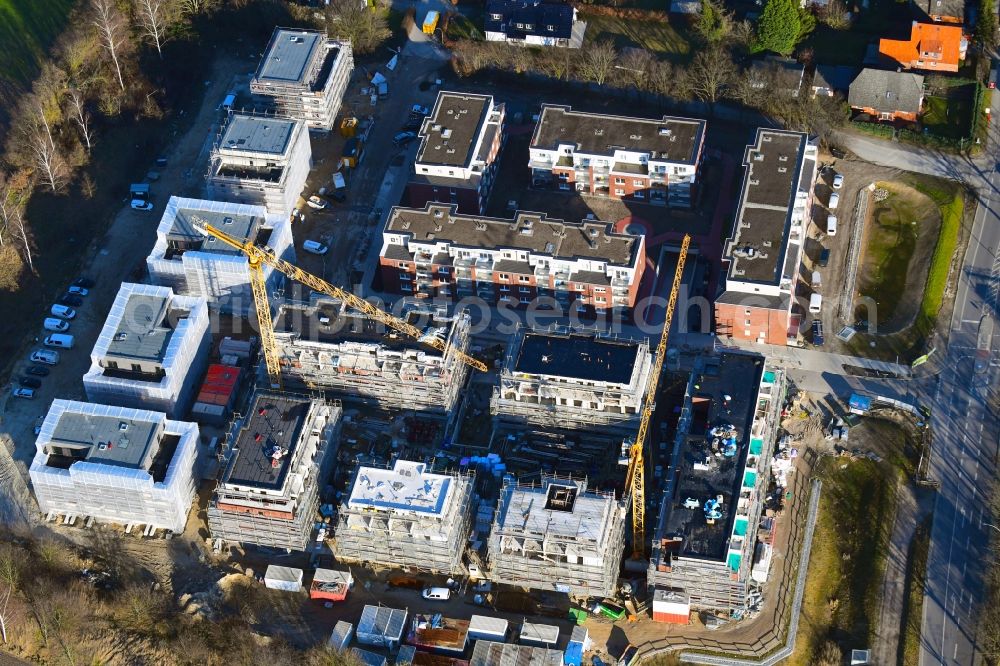 Aerial image Hamburg - Construction site to build a new multi-family residential complex on Reinbeker Redder - Am Hirtenland in Hamburg, Germany