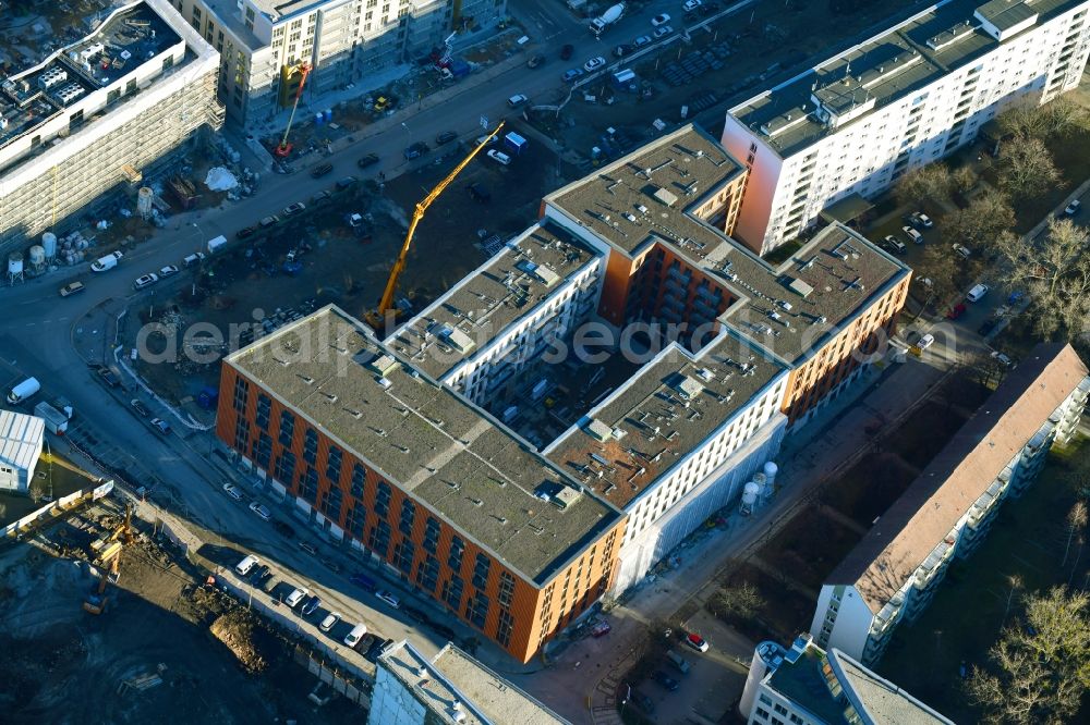 Aerial photograph Dresden - Construction site to build a new multi-family residential complex Residenz on Postplatz on Annenstrasse in the old town of Dresden in the state Saxony, Germany