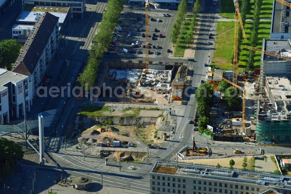 Aerial photograph Dresden - Construction site to build a new multi-family residential complex Residenz on Postplatz of Consus Real Estate AG (ehemals CG Gruppe AG) on Annenstrasse in the district Altstadt in Dresden in the state Saxony, Germany