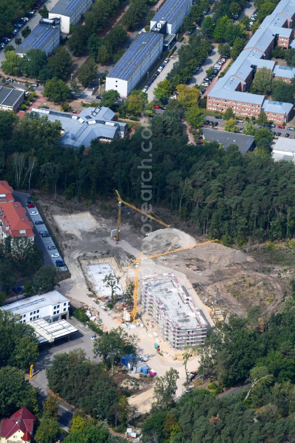 Potsdam from above - Construction site to build a new multi-family residential complex Residenz Steinstrasse in the district Stern in Potsdam in the state Brandenburg, Germany