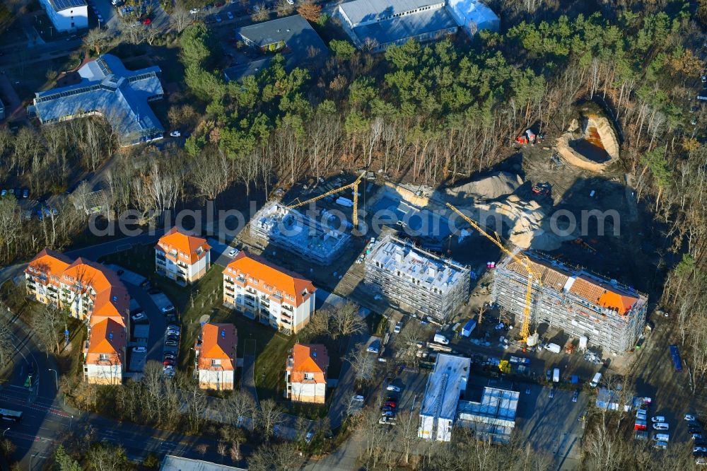 Potsdam from the bird's eye view: Construction site to build a new multi-family residential complex Residenz Steinstrasse in the district Stern in Potsdam in the state Brandenburg, Germany