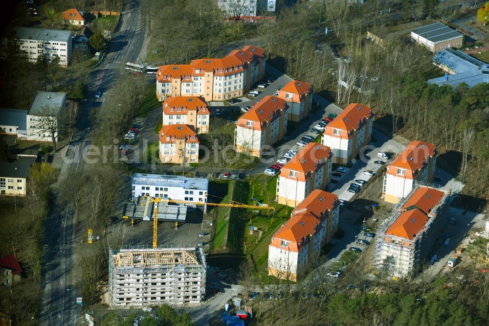 Potsdam from the bird's eye view: Construction site for the new building in the apartment building Residenz Steinstrasse in the district Stern in Potsdam in the state Brandenburg, Germany