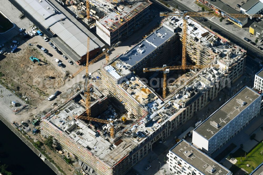 Aerial photograph Berlin - Construction site to build a new multi-family residential complex of Richard Ditting GmbH & Co. KG on Heidestrasse in Berlin, Germany