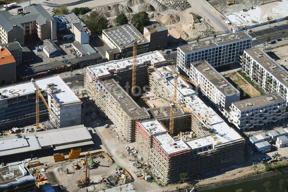 Aerial image Berlin - Construction site to build a new multi-family residential complex of Richard Ditting GmbH & Co. KG on Heidestrasse in Berlin, Germany