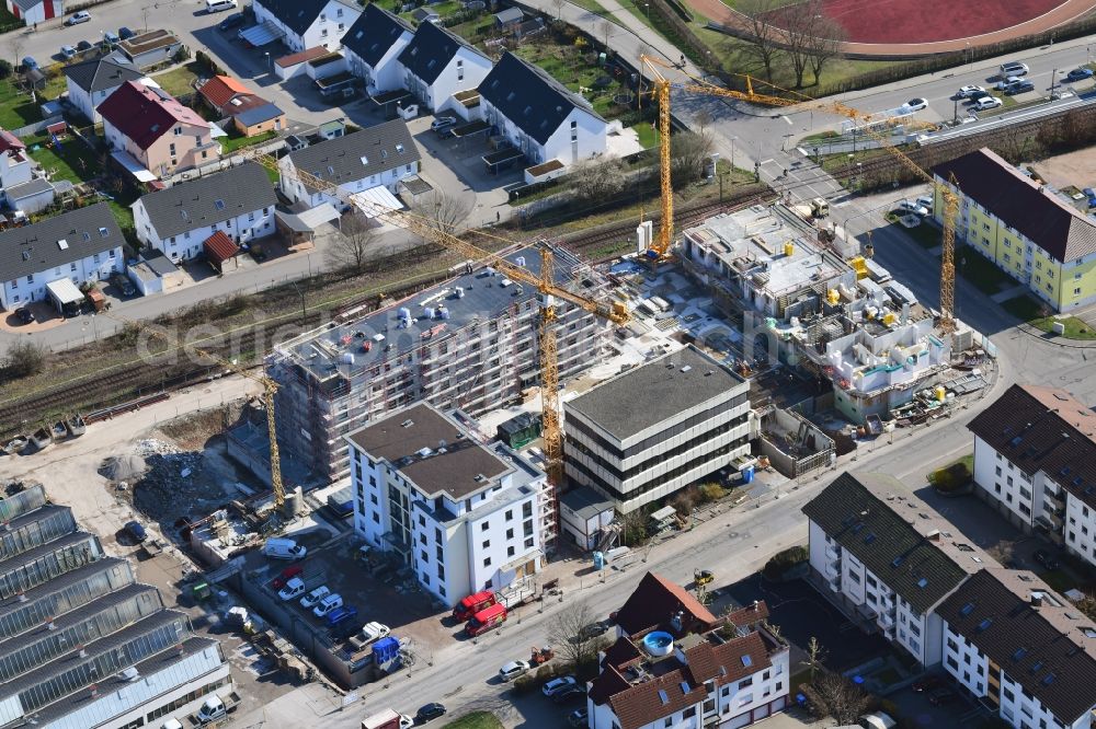 Aerial image Schopfheim - Construction site to build a new multi-family residential complex Roggenbachstrasse in Schopfheim in the state Baden-Wurttemberg, Germany