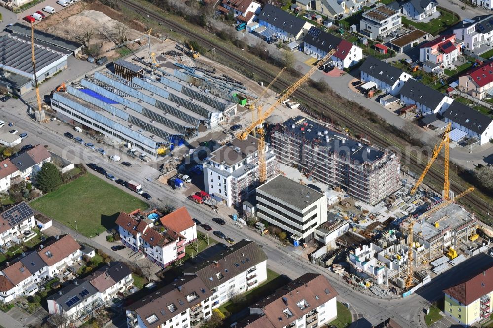 Aerial photograph Schopfheim - Construction site to build a new multi-family residential complex Roggenbachstrasse in Schopfheim in the state Baden-Wurttemberg, Germany