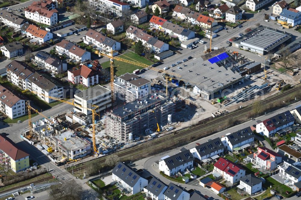 Schopfheim from above - Construction site to build a new multi-family residential complex Roggenbachstrasse in Schopfheim in the state Baden-Wurttemberg, Germany