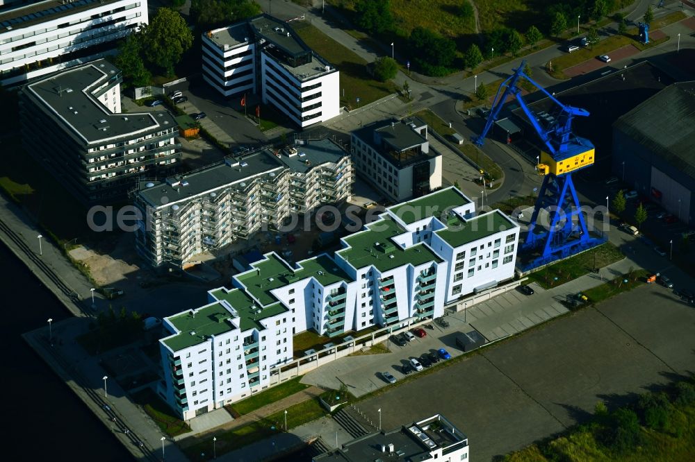 Rostock from above - Construction site to build a new multi-family residential complex Hellingstrasse destrict Kroepeliner-Tor-Vorstadt in Rostock in the state Mecklenburg - Western Pomerania, Germany