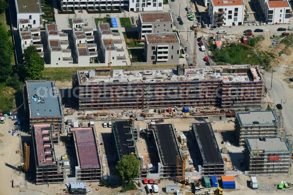 Aerial image München - Construction site to build a new multi-family residential complex on Ruth-Drexel-Strasse in Prinz-Eugen-Park in the district Bogenhausen in Munich in the state Bavaria, Germany