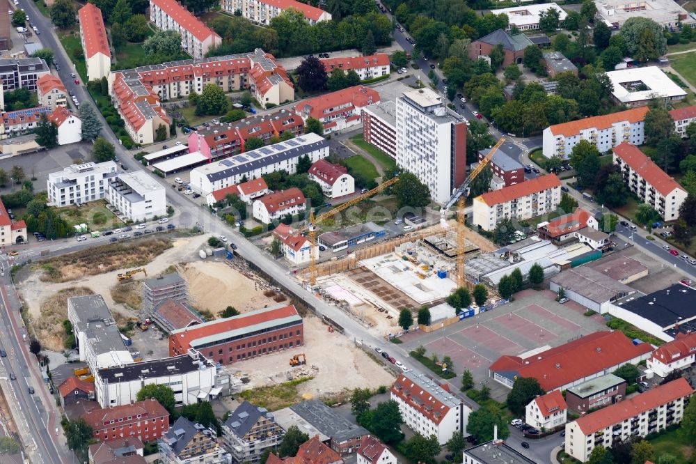 Göttingen from the bird's eye view: Construction site to build new multi-family residential complex Sartoriusquartier in Goettingen in the state Lower Saxony, Germany