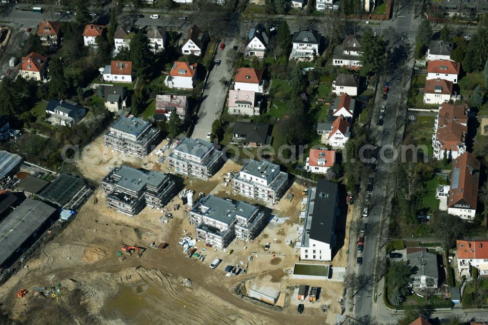 Aerial image Berlin - Construction site to build a new multi-family residential complex of Schmohl + Sohn Bauunternehmung GmbH an der Sundgauer Strasse - Schlettstadter Strasse in Berlin in Germany