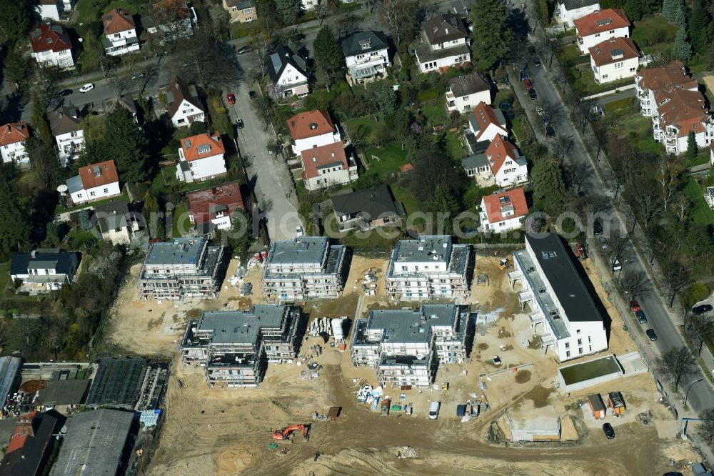 Aerial photograph Berlin - Construction site to build a new multi-family residential complex of Schmohl + Sohn Bauunternehmung GmbH an der Sundgauer Strasse - Schlettstadter Strasse in Berlin in Germany