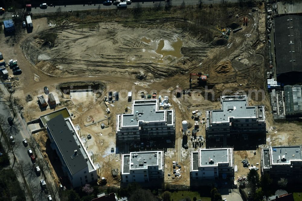 Aerial image Berlin - Construction site to build a new multi-family residential complex of Schmohl + Sohn Bauunternehmung GmbH an der Sundgauer Strasse - Schlettstadter Strasse in Berlin in Germany