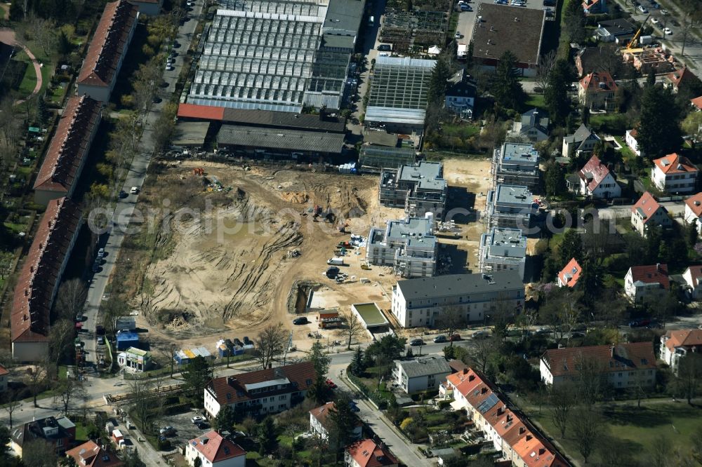 Aerial image Berlin - Construction site to build a new multi-family residential complex of Schmohl + Sohn Bauunternehmung GmbH an der Sundgauer Strasse - Schlettstadter Strasse in Berlin in Germany