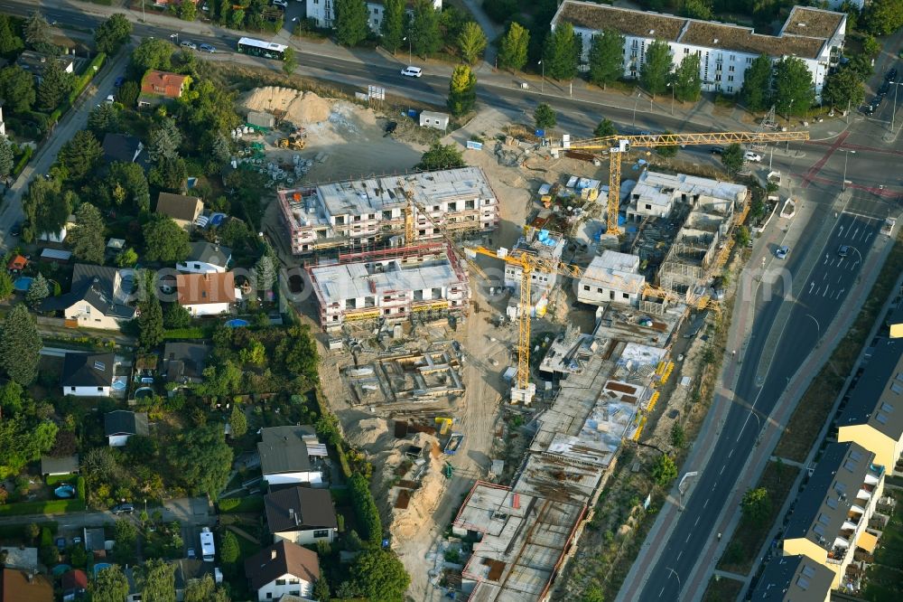 Berlin from above - Construction site to build a new multi-family residential complex Schoenefelder Chaussee corner Wegedornstrasse in the district Altglienicke in Berlin, Germany