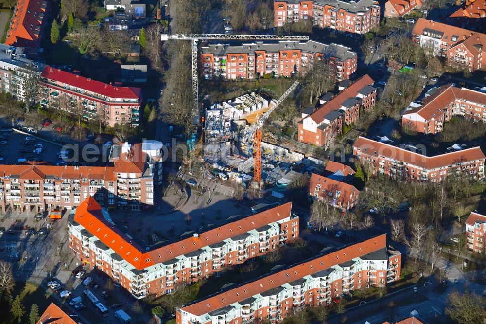 Hamburg from the bird's eye view: Construction site to build a new multi-family residential complex Schnelsener Hofgarten of Bonava Deutschland GmbH in the district Schnelsen in Hamburg, Germany