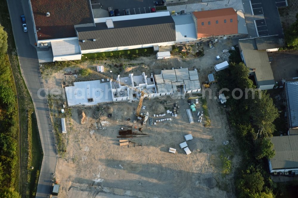 Berlin from above - Construction site to build a new multi-family residential complex An der Schule destrict Mahlsdorf in Berlin