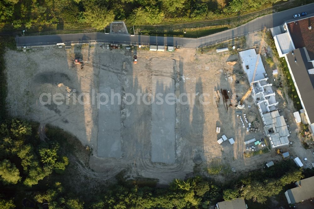 Berlin from above - Construction site to build a new multi-family residential complex An der Schule destrict Mahlsdorf in Berlin