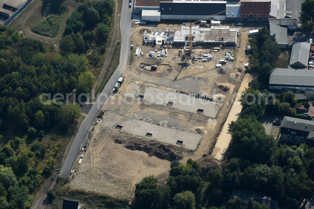 Berlin from above - Construction site to build a new multi-family residential complex An der Schule destrict Mahlsdorf in Berlin