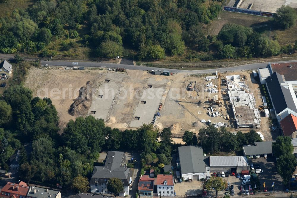 Aerial photograph Berlin - Construction site to build a new multi-family residential complex An der Schule destrict Mahlsdorf in Berlin