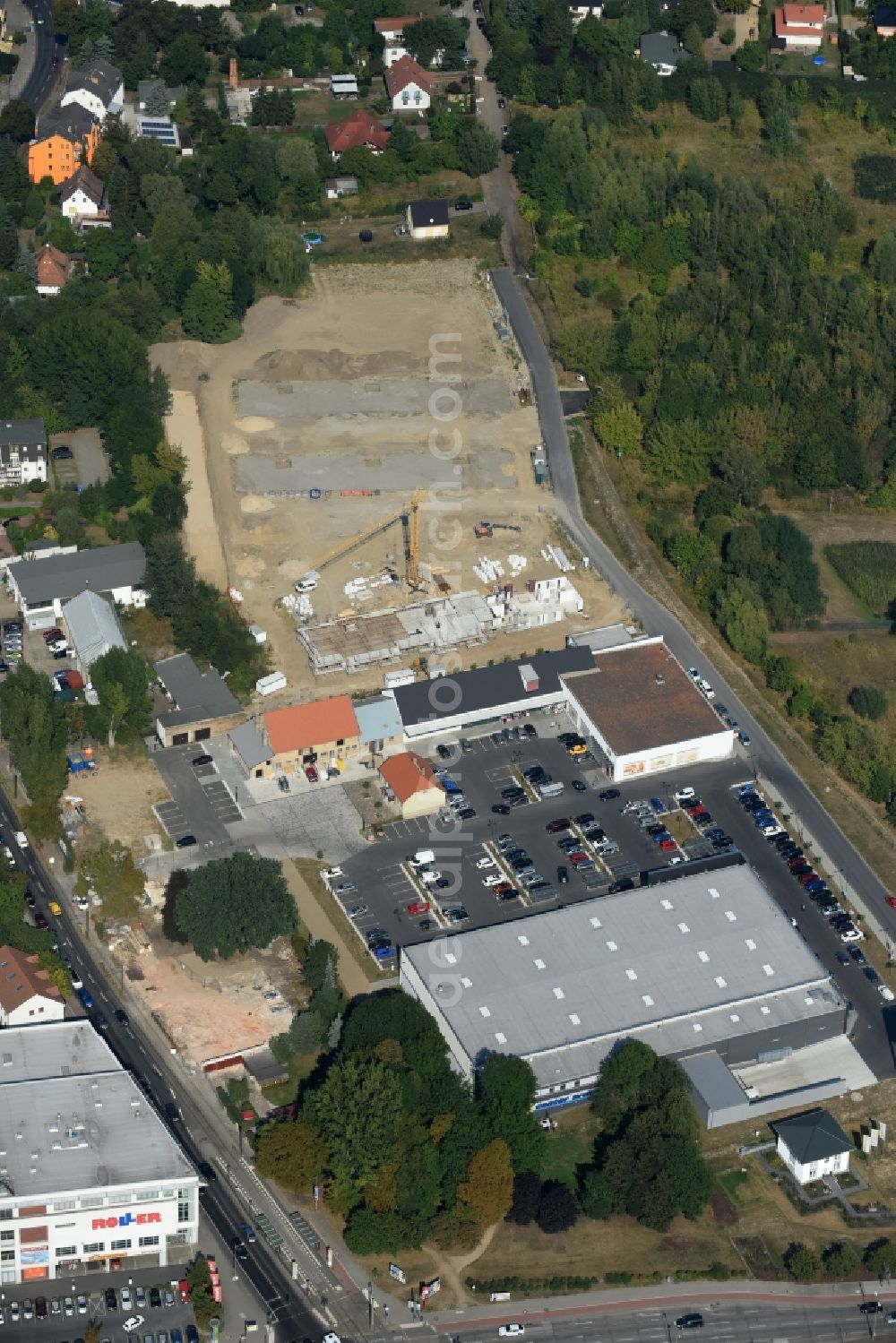 Aerial image Berlin - Construction site to build a new multi-family residential complex An der Schule destrict Mahlsdorf in Berlin