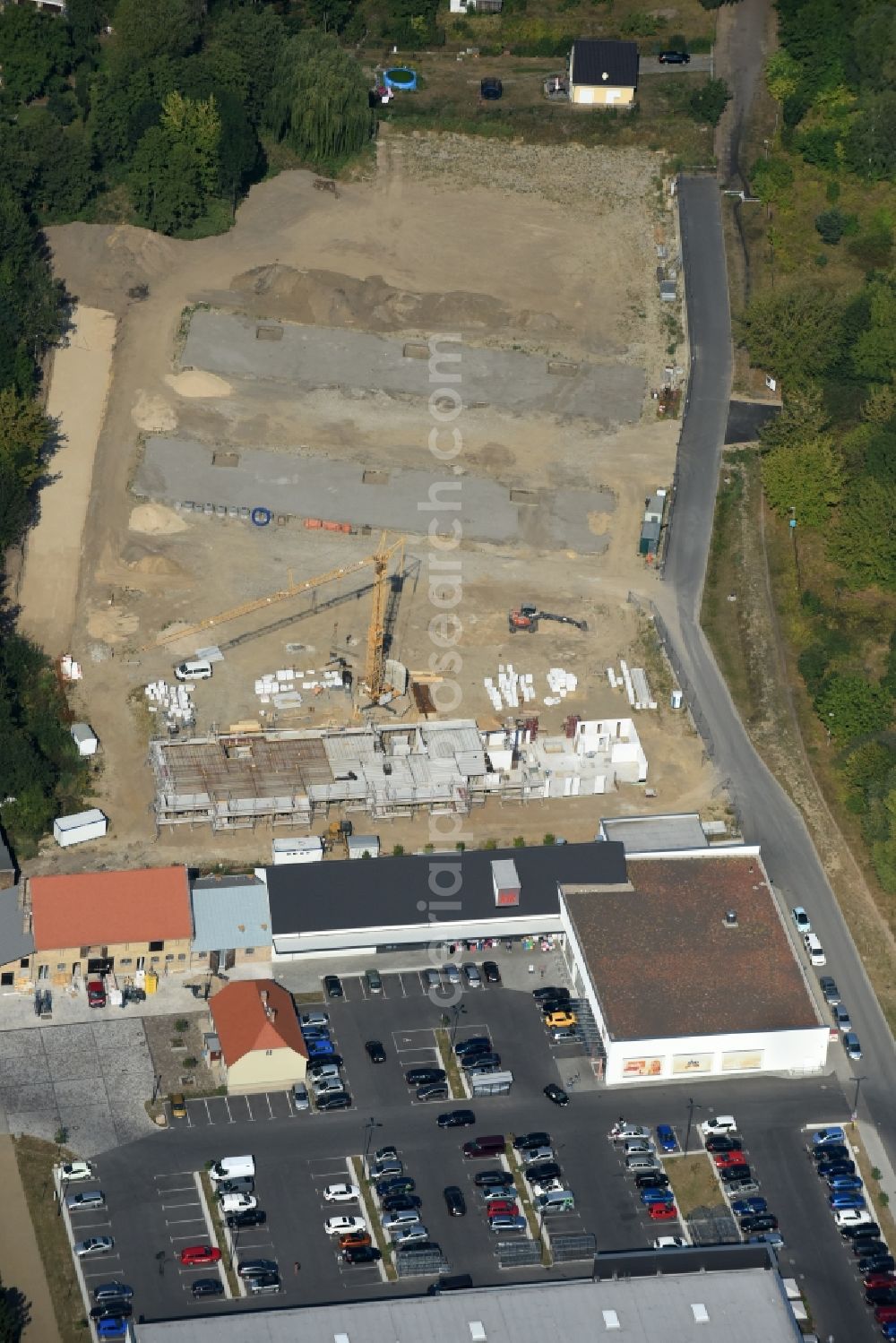 Aerial photograph Berlin - Construction site to build a new multi-family residential complex An der Schule destrict Mahlsdorf in Berlin