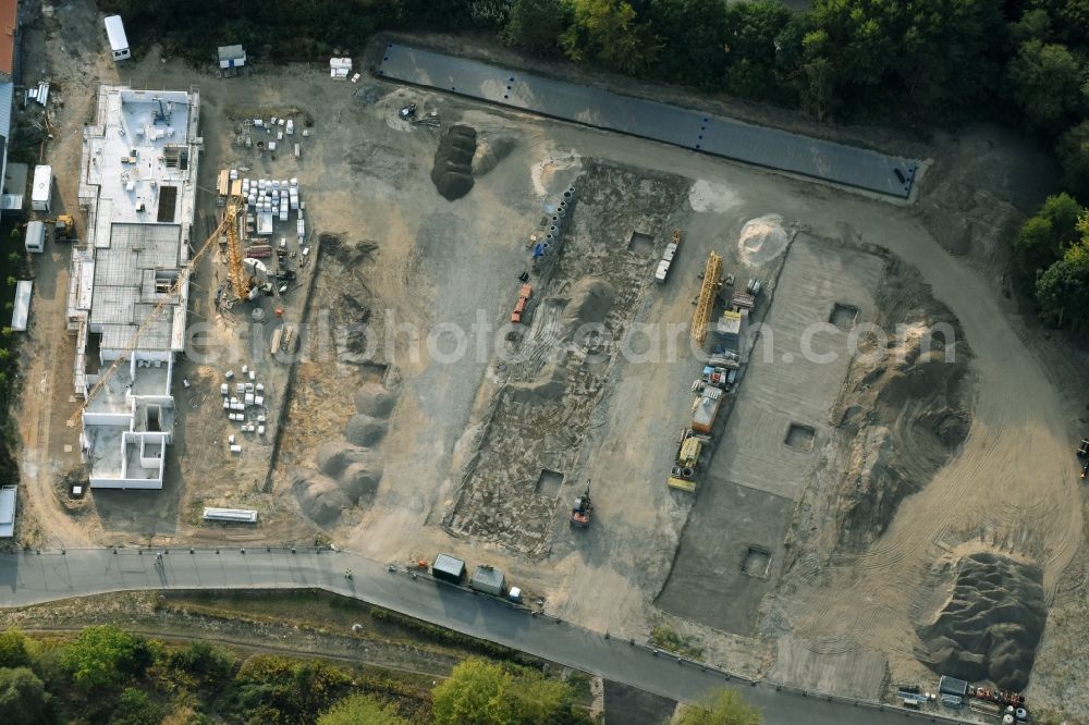 Aerial photograph Berlin - Construction site to build a new multi-family residential complex An der Schule destrict Mahlsdorf in Berlin