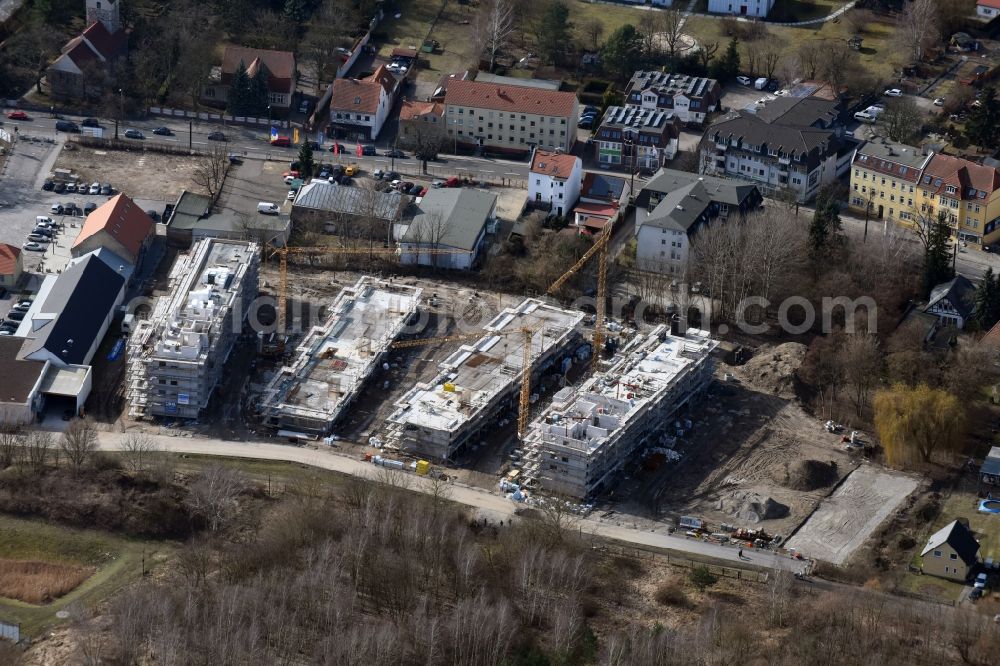 Aerial photograph Berlin - Construction site to build a new multi-family residential complex An der Schule destrict Mahlsdorf in Berlin