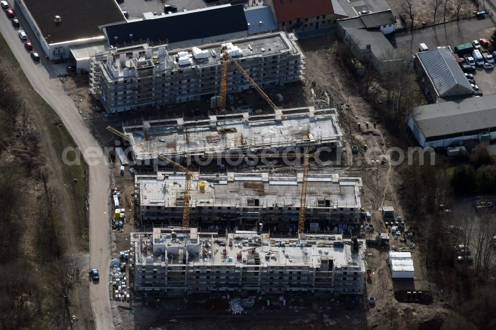 Aerial photograph Berlin - Construction site to build a new multi-family residential complex An der Schule destrict Mahlsdorf in Berlin