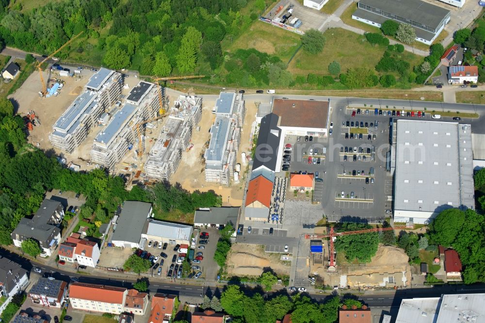 Aerial image Berlin - Construction site to build a new multi-family residential complex An der Schule destrict Mahlsdorf in Berlin