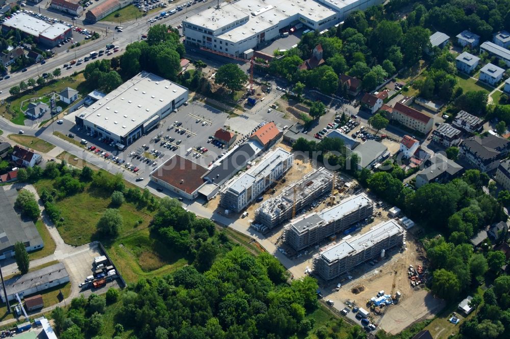 Berlin from above - Construction site to build a new multi-family residential complex An der Schule destrict Mahlsdorf in Berlin