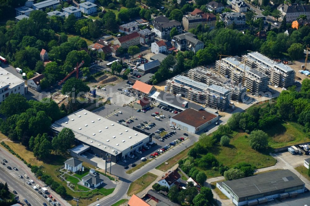 Berlin from above - Construction site to build a new multi-family residential complex An der Schule destrict Mahlsdorf in Berlin