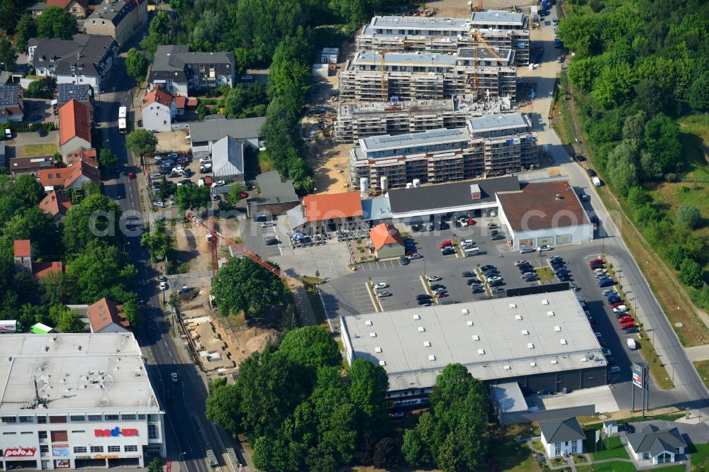 Berlin from above - Construction site to build a new multi-family residential complex An der Schule destrict Mahlsdorf in Berlin