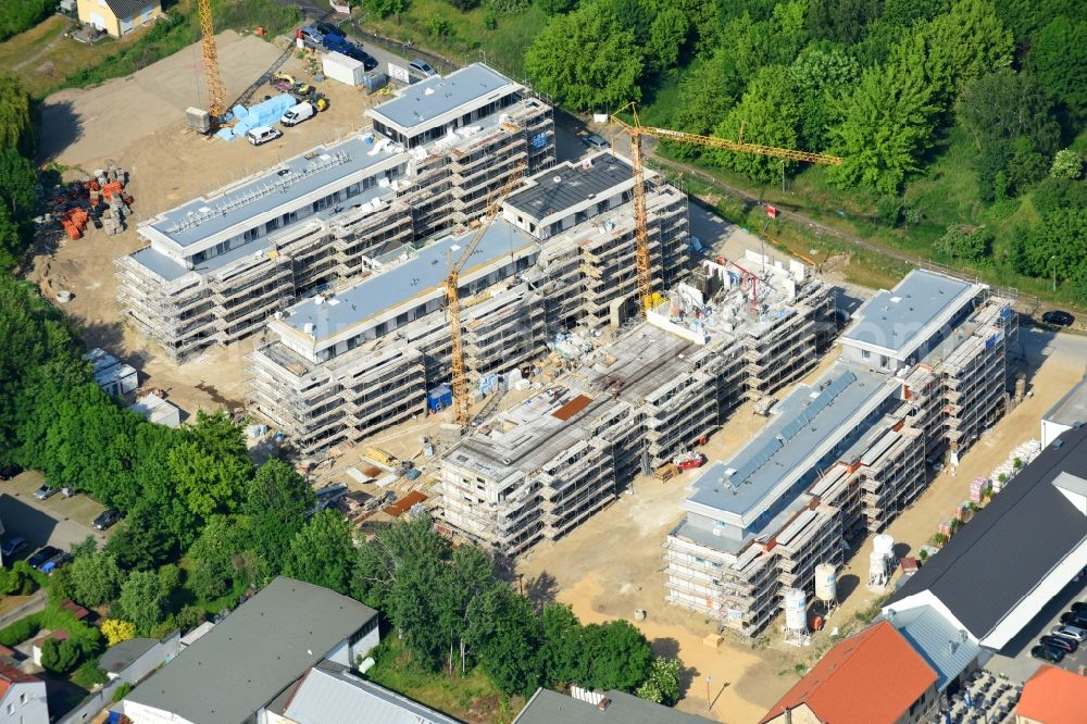 Berlin from above - Construction site to build a new multi-family residential complex An der Schule destrict Mahlsdorf in Berlin