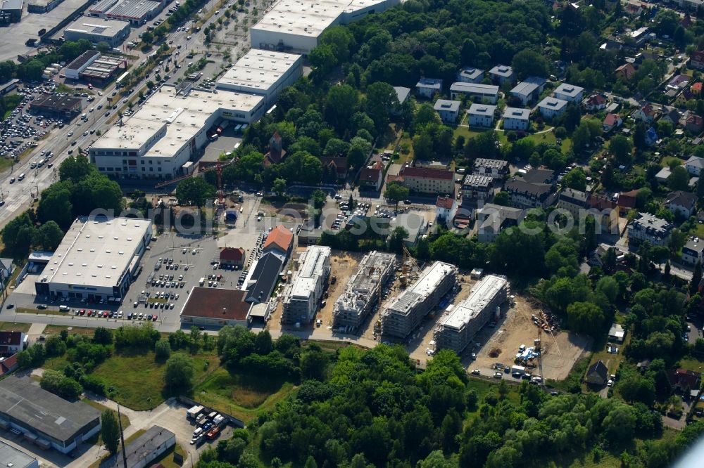 Aerial image Berlin - Construction site to build a new multi-family residential complex An der Schule destrict Mahlsdorf in Berlin