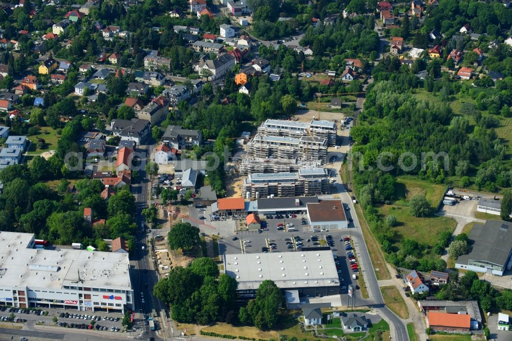 Berlin from above - Construction site to build a new multi-family residential complex An der Schule destrict Mahlsdorf in Berlin